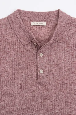 Polo in maglia costa piatta melange rossa