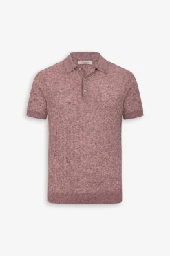 Polo in maglia costa piatta melange rossa