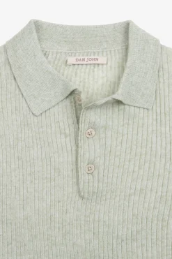 Polo in maglia costa piatta melange salvia