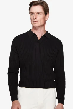 Polo in maglia costa piatta moro