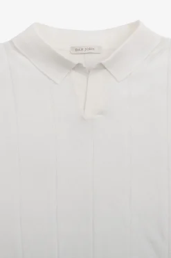 Polo in maglia costa piatta panna