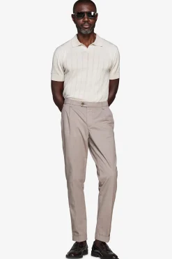 Polo in maglia costa piatta sabbia
