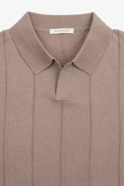 Polo in maglia costa piatta tortora