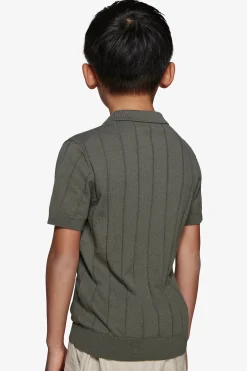 Polo in maglia costa piatta verde Kids