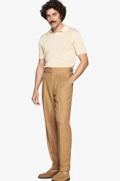 Polo in maglia misto lino gialla