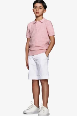 Polo in maglia punto dadino rosa Kids