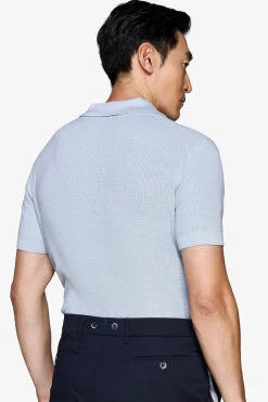 Polo in maglia punto pannocchia celeste