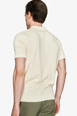 Polo in maglia stampa floreale sabbia