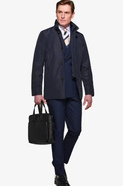 Trench con pettorina navy