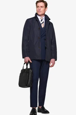 Trench con pettorina navy