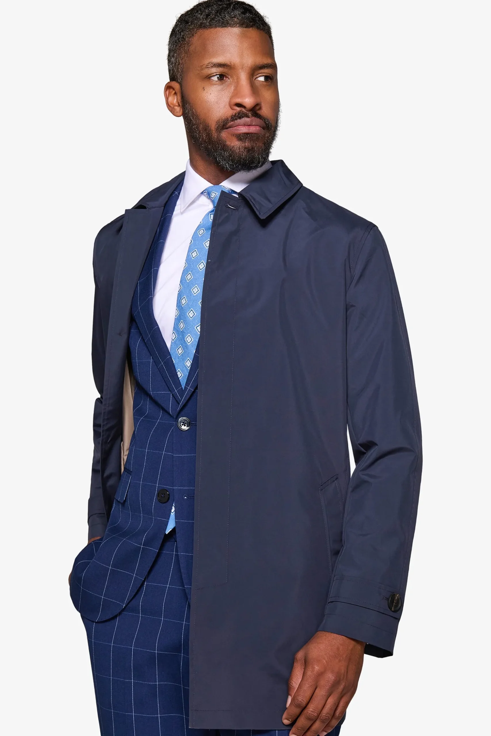 Trench leggero tecnico blu