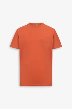 T-shirt girocollo con taschino arancio