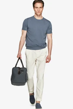 T-shirt in maglia basic in cotone avion