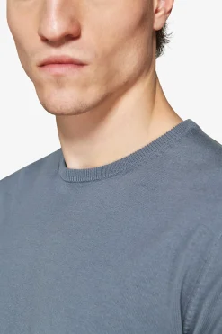 T-shirt in maglia basic in cotone avion