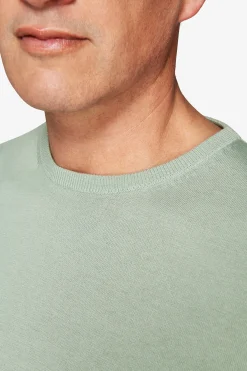 T-shirt in maglia basic in cotone verde chiaro