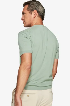 T-shirt in maglia basic in cotone verde chiaro
