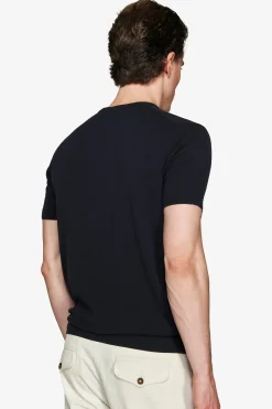 T-shirt in maglia basic in cotone blu