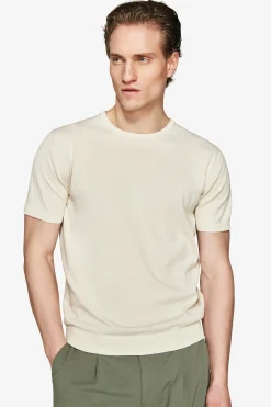 T-shirt in maglia basic in cotone ghiaccio