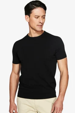 T-shirt in maglia basic in cotone nera
