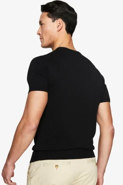 T-shirt in maglia basic in cotone nera