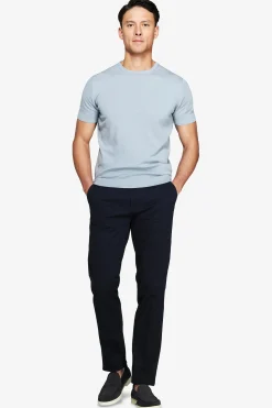 T-shirt in maglia basic in cotone celeste