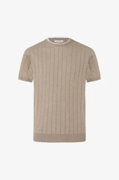 T-shirt in maglia costa piatta tortora
