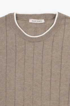 T-shirt in maglia costa piatta tortora