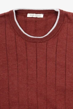 T-shirt in maglia costa piatta mattone