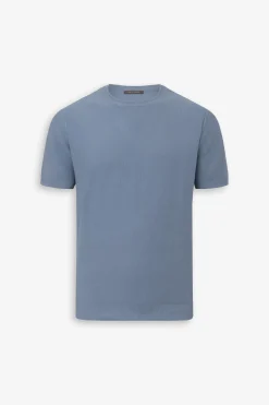 T-shirt in maglia nido d'ape celeste