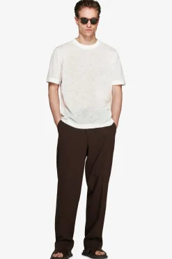 T-shirt misto lino bianca "Volume"