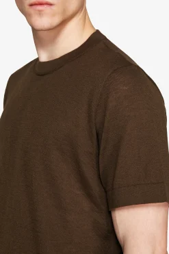 T-shirt misto lino moro "Volume"